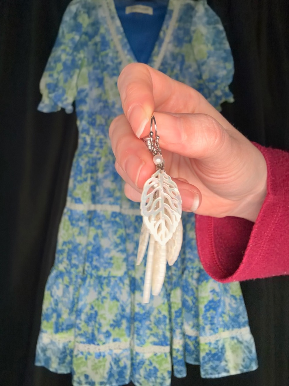 Taylor Blue & Lime Floral Tiered Wrap Midi Dress with Lace Trim —#129 - Picture 9 of 11